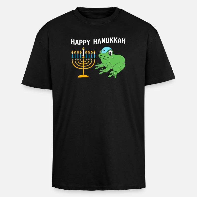 Hanoukka Hanoukka Hanoukka Grenouille - T-shirt unisexe oversize épais - noir