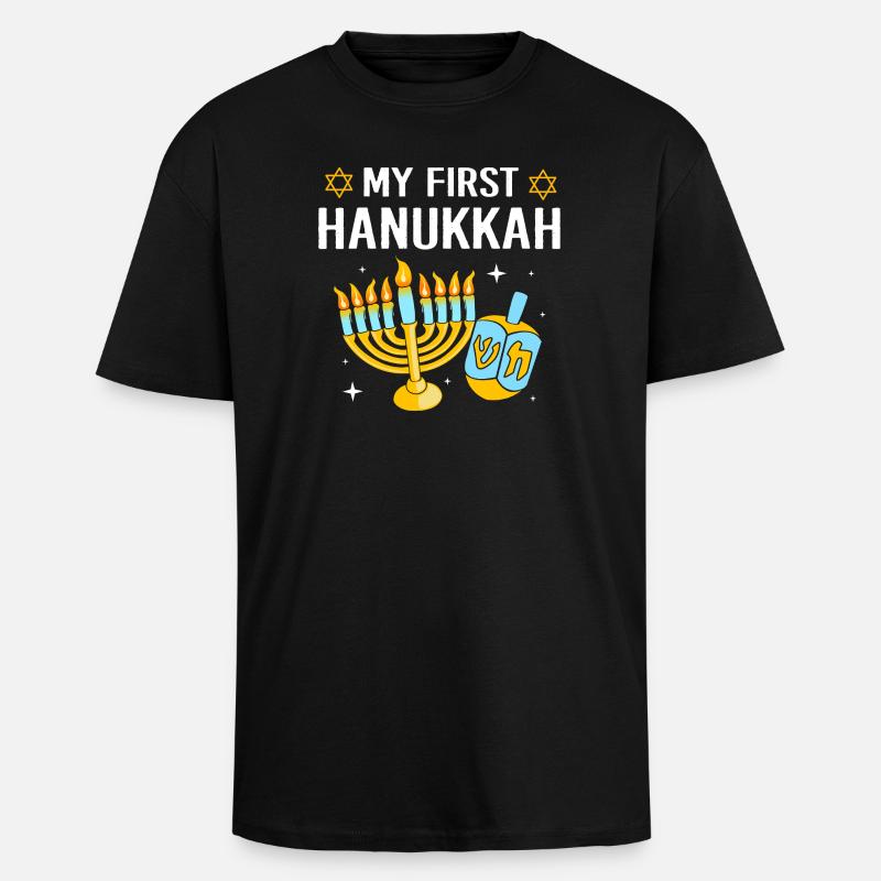 Hanoukka Hanoukka Hanoukka - T-shirt unisexe oversize épais - noir