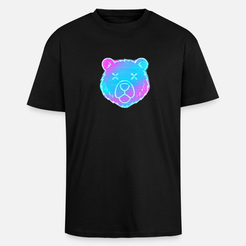 Neon Bear Head Gradient - Unisex Oversized Heavyweight T-shirt - black