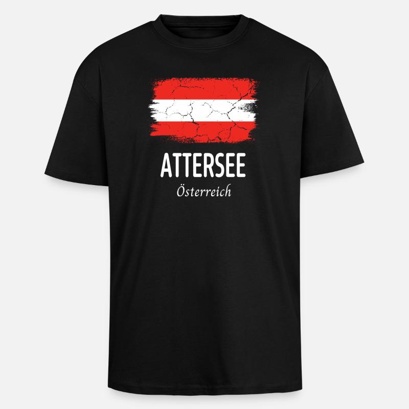 Attersee - Oversized Heavyweight Unisex T-Shirt - Schwarz