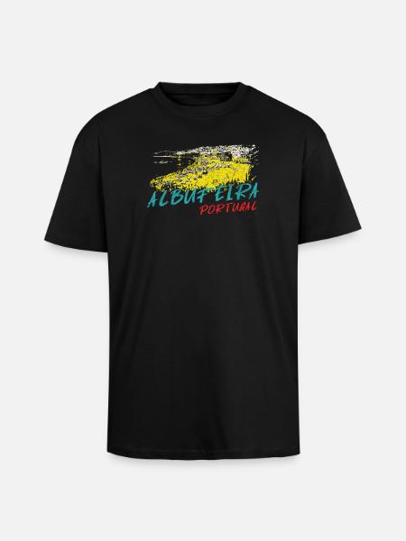 Illustration Albufeira Praia dos Barcos - Unisex Oversized Heavyweight T-shirt - black
