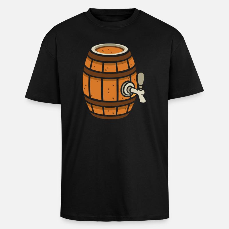 baril de bière rustique dessin animé - T-shirt unisexe oversize épais - noir