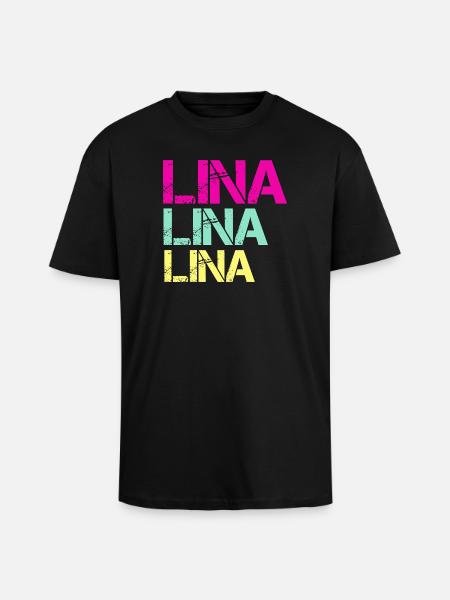 Triptyque néon LINA - T-shirt unisexe oversize épais - noir