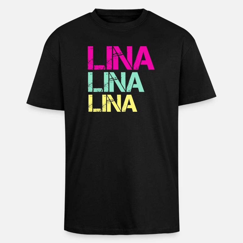 LINA Neon Triptych - Unisex Oversized Heavyweight T-shirt - black
