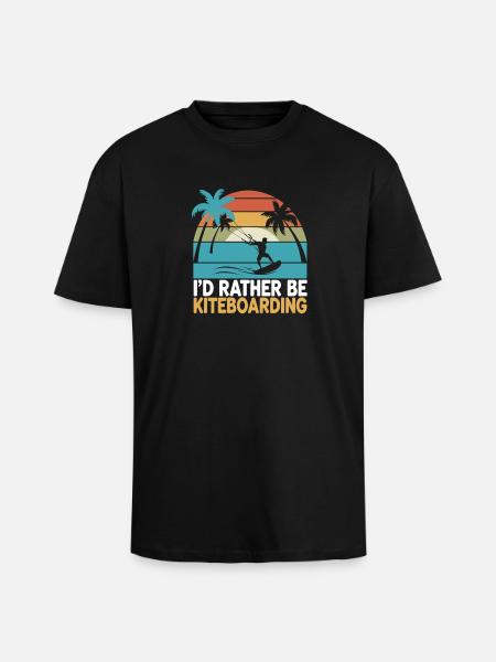 Prefer Kiteboarding Palm Trees Sunset - Unisex Oversized Heavyweight T-shirt - black