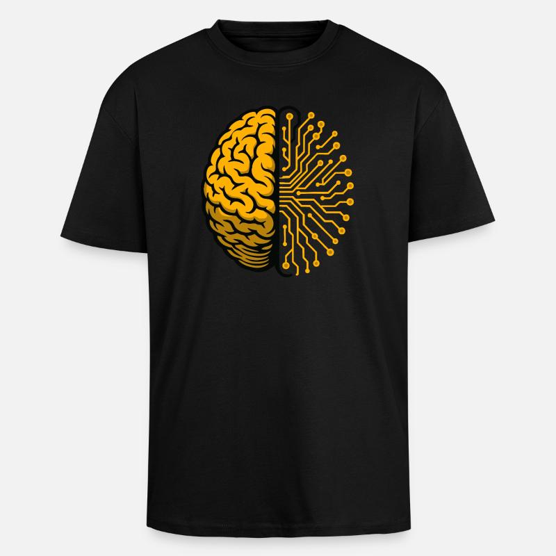 Brain and Circuits AI - Unisex Oversized Heavyweight T-shirt - black