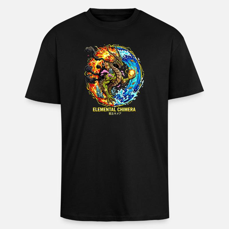 Elementær kimærer | Dragen af de 3 elementer - Unisex oversized heavyweight t-shirt - sort