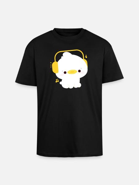 Canard avec écouteurs - T-shirt unisexe oversize épais - noir