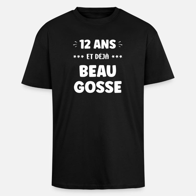 12 years old already handsome - Unisex Oversized Heavyweight T-shirt - black