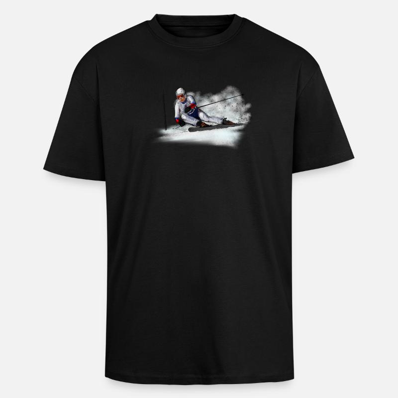 Abfahrt - Oversized Heavyweight Unisex T-Shirt - Schwarz