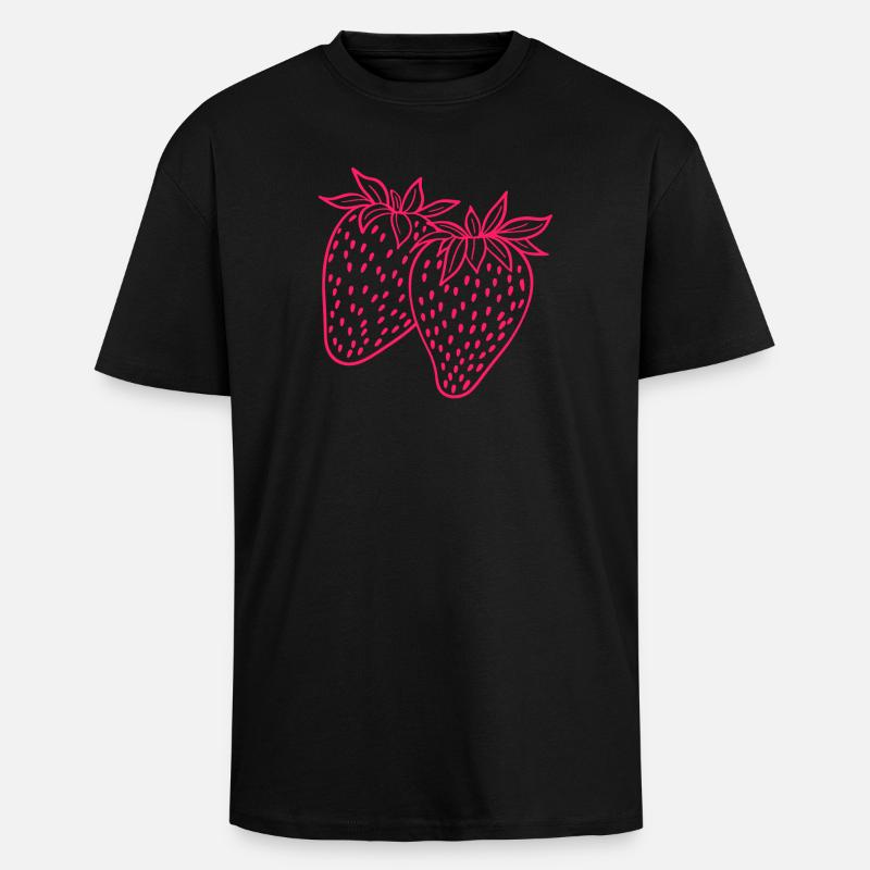 Erdbeere neon - Oversized Heavyweight Unisex T-Shirt - Schwarz