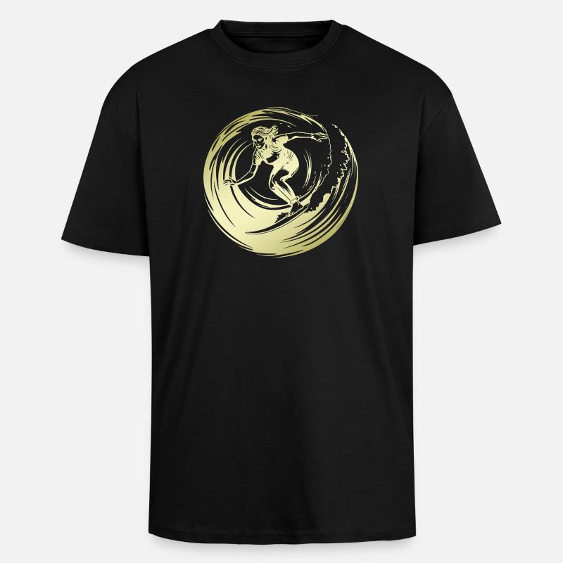 Silhouette de surfeur Surf - T-shirt unisexe oversize épais - noir