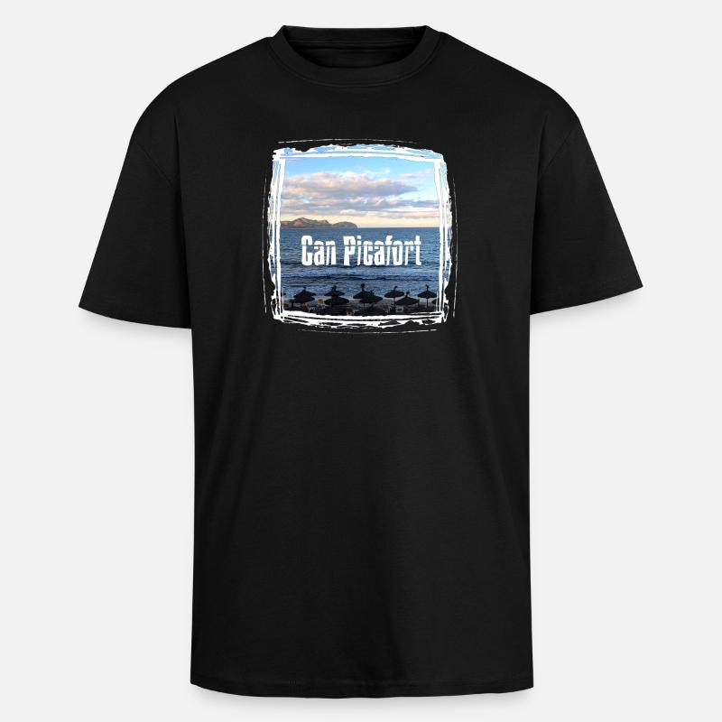 Can Picafort Beach Imprimer - T-shirt unisexe oversize épais - noir
