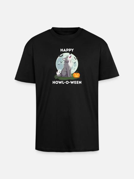 Funny Halloween – Howl-o-ween Wolf - Unisex Oversized Heavyweight T-shirt - black