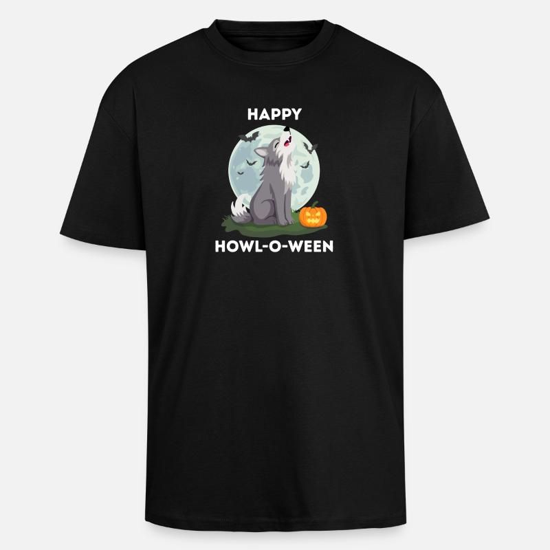 Drôle d’Halloween – Howl-o-ween Wolf - T-shirt unisexe oversize épais - noir