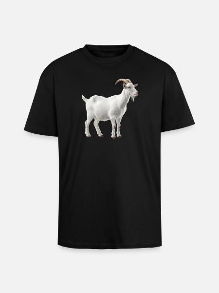 White Mountain Goat Portrait - Unisex Oversized Heavyweight T-shirt - black