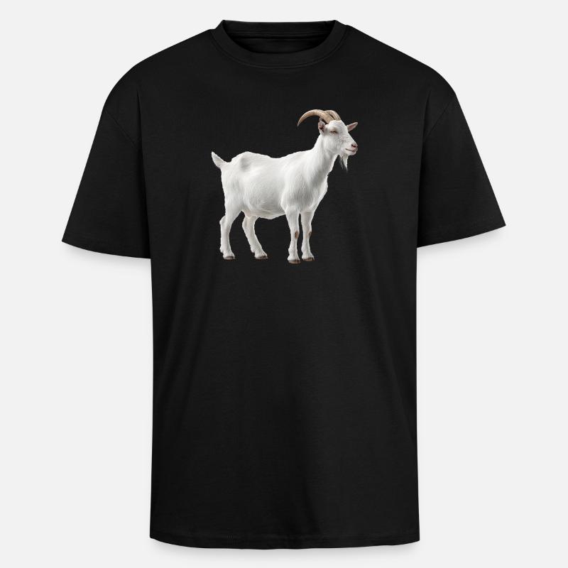 White Mountain Goat Portrait - Unisex Oversized Heavyweight T-shirt - black
