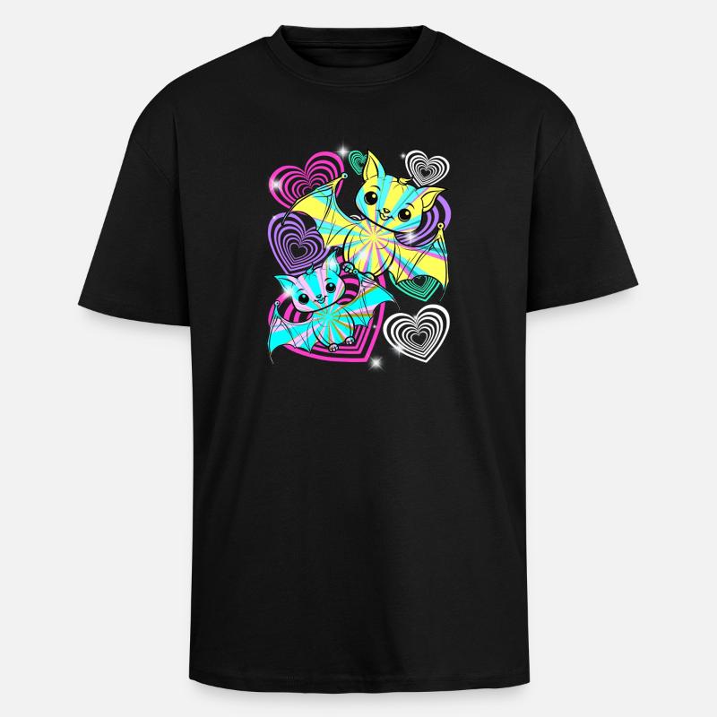 Retro Fledermäuse Halloween Kinder - Oversized Heavyweight Unisex T-Shirt - Schwarz