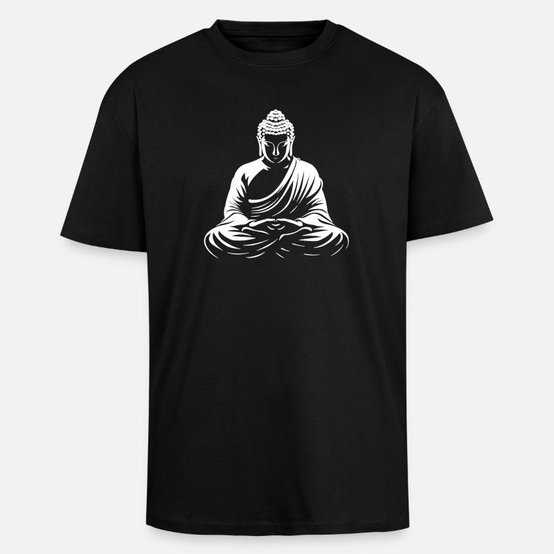Buddha bei Meditation weiß - Oversized Heavyweight Unisex T-Shirt - Schwarz