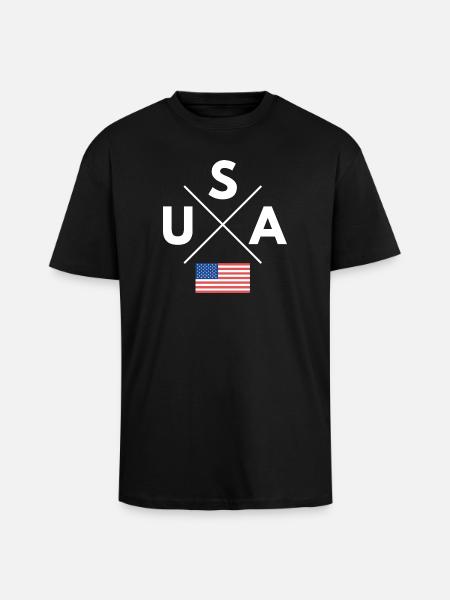 USA Cross Logo - Unisex Oversized Heavyweight T-shirt - black