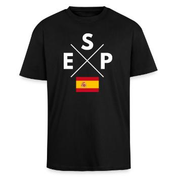 Spanien Flagge Kreuz - Oversized Heavyweight Unisex T-Shirt - Schwarz - Vorne - Alina (178cm) & Michal (187cm)
