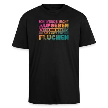 Keep going - Gym, Radfahren, Joggen, Yoga, Wandern - Oversized Heavyweight Unisex T-Shirt - Schwarz - Vorne - Alina (178cm) & Michal (187cm)