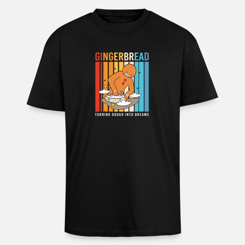 Gingerbread Christmas Gingerbread Man Gingerbread - Unisex Oversized Heavyweight T-shirt - black