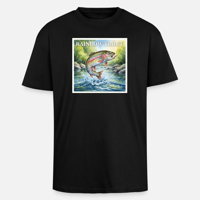 Regenbogenforelle - Oversized Heavyweight Unisex T-Shirt - Schwarz