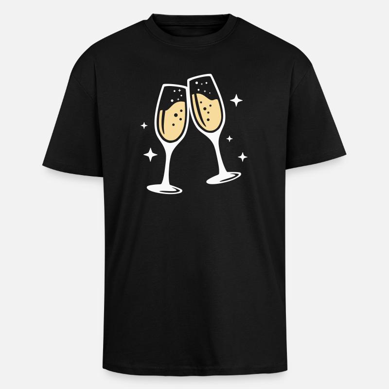 Sektglas Prosecco Sekt Alkohol Prost - T-shirt unisexe oversize épais - noir