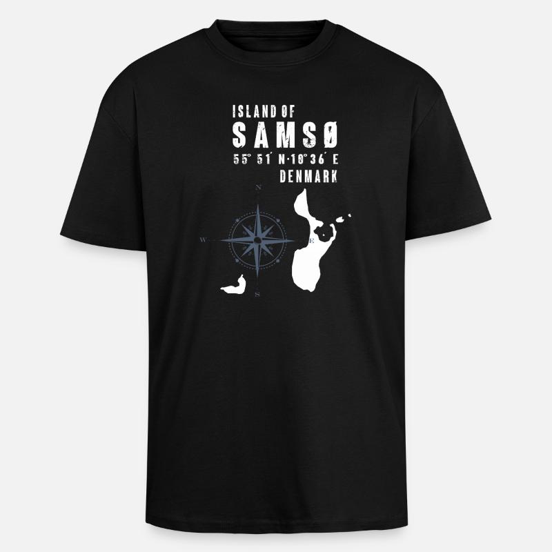 Samsø Samsoe Island Outline Compass - Unisex Oversized Heavyweight T-shirt - black