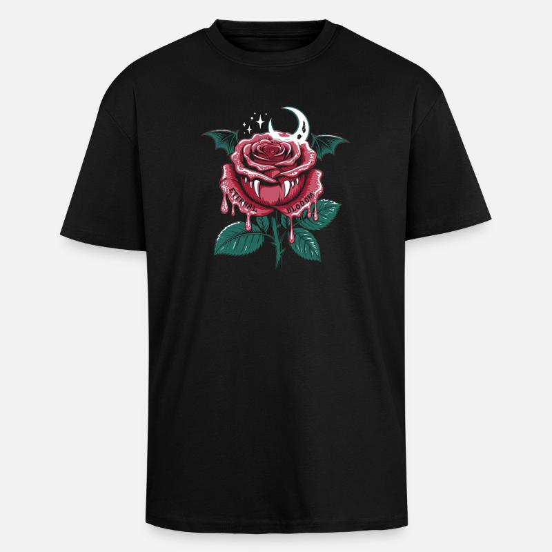 Vampire Rose Gothic with Moon - Unisex Oversized Heavyweight T-shirt - black
