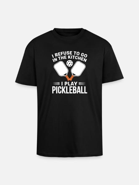 Kitchen Ball Dinkball Pickleball Paddleball - Unisex Oversized Heavyweight T-shirt - black