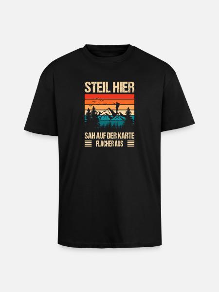 Wandern Sprüche Wanderer Wanderoutfits - Oversized Heavyweight Unisex T-Shirt - Schwarz