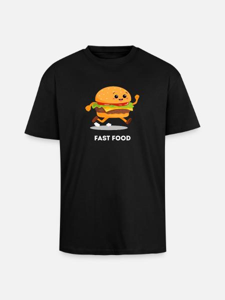 Running Burger – Fast Food Pun Design - Unisex Oversized Heavyweight T-shirt - black
