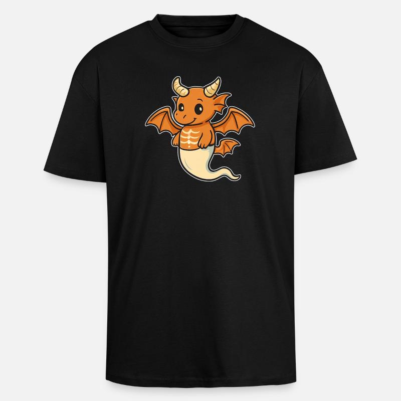 Orangener Drachenfreund - Oversized Heavyweight Unisex T-Shirt - Schwarz