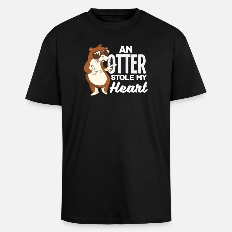 Seeotter Stoly My Heart - Oversized Heavyweight Unisex T-Shirt - Schwarz