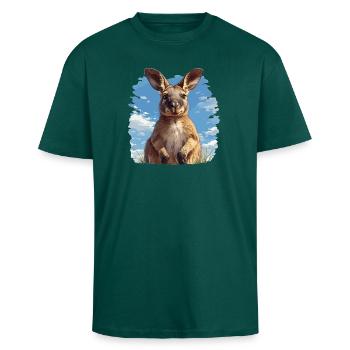 Wallabies Wallaby - Unisex Oversized Heavyweight T-shirt - hunter green - Front - Alina (178cm) & Michal (187cm)