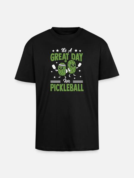 Pickles Pickleball Sport Paddleball Player - Unisex Oversized Heavyweight T-shirt - black