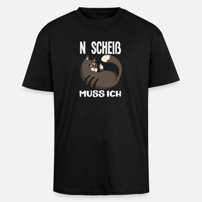 N Scheiß muss ich – Mittelfinger - Oversized Heavyweight Unisex T-Shirt - Schwarz