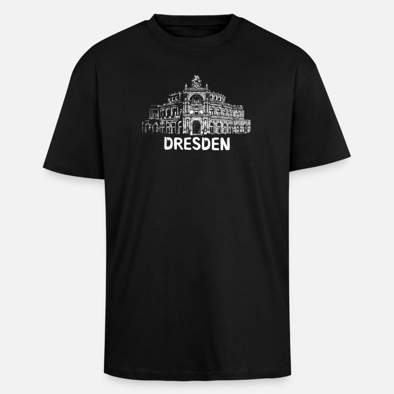 Dresden Semperoper Illustration - Oversized Heavyweight Unisex T-Shirt - Schwarz