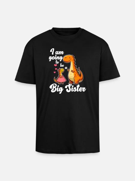 Become a Big Sister Dino - Unisex Oversized Heavyweight T-shirt - black