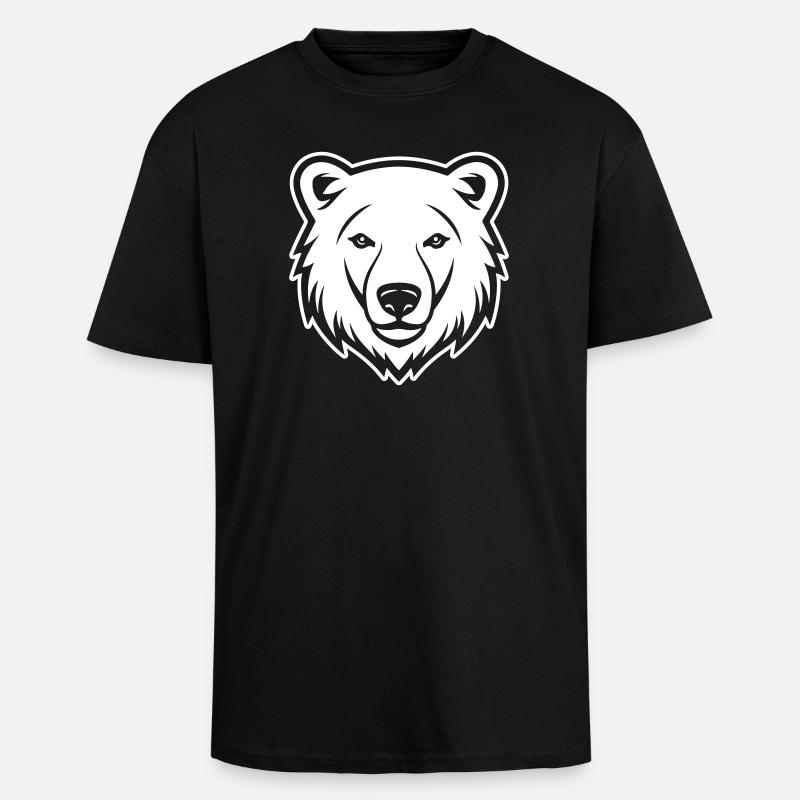 Polar Bear Head Polar Bear - Unisex Oversized Heavyweight T-shirt - black