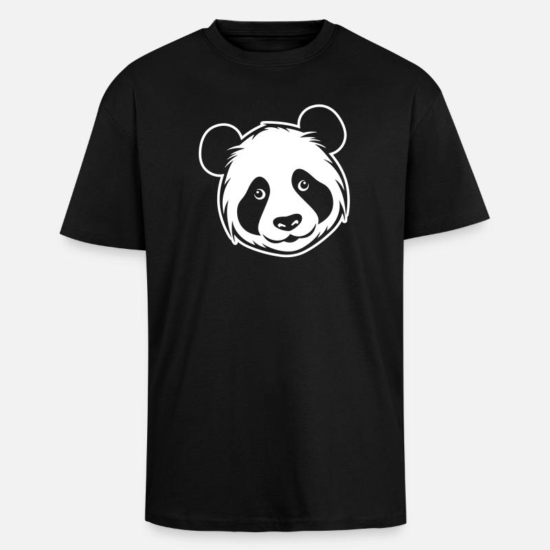 Panda Kopf - Oversized Heavyweight Unisex T-Shirt - Schwarz