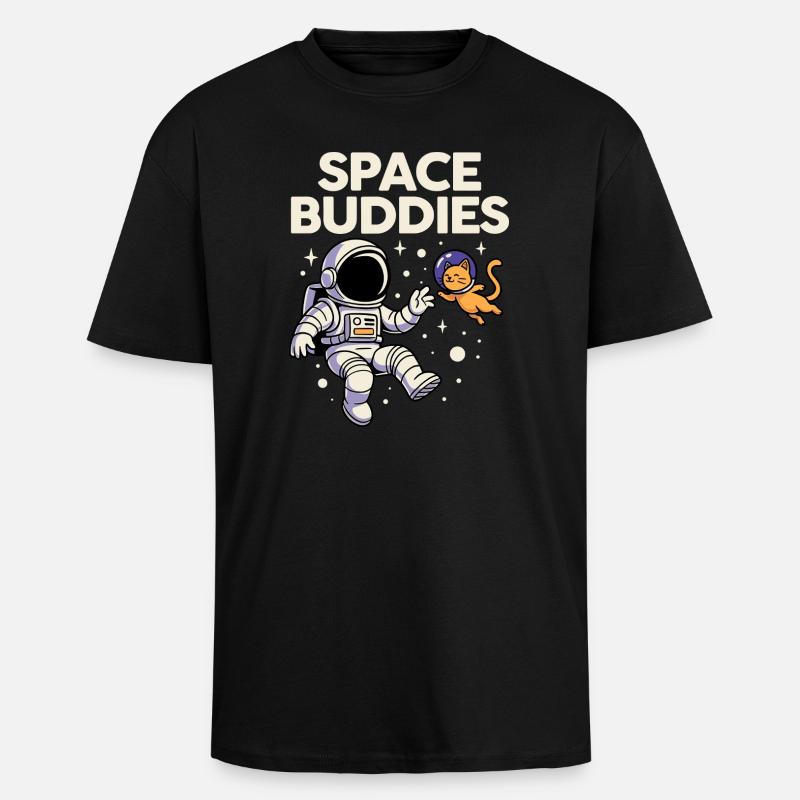 Amis de l’espace : Chat astronaute - T-shirt unisexe oversize épais - noir