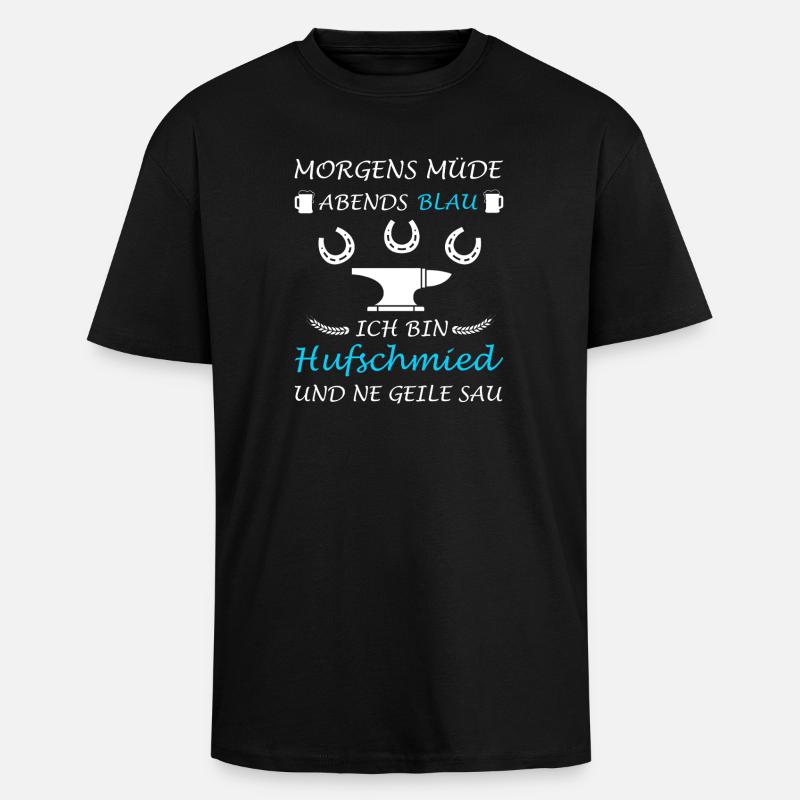 Maréchal-ferrant Cheval Forgeron Lustig - T-shirt unisexe oversize épais - noir