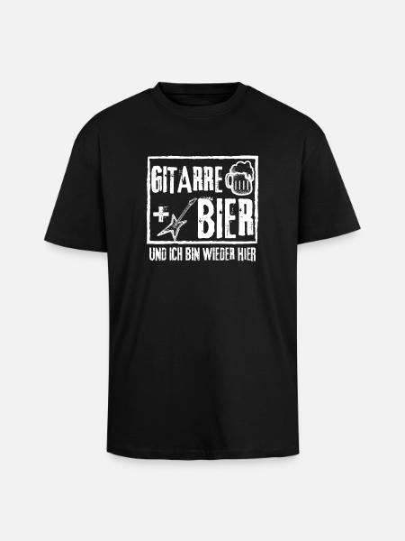 Guitar + Beer Punk Rock Graffiti - Unisex Oversized Heavyweight T-shirt - black