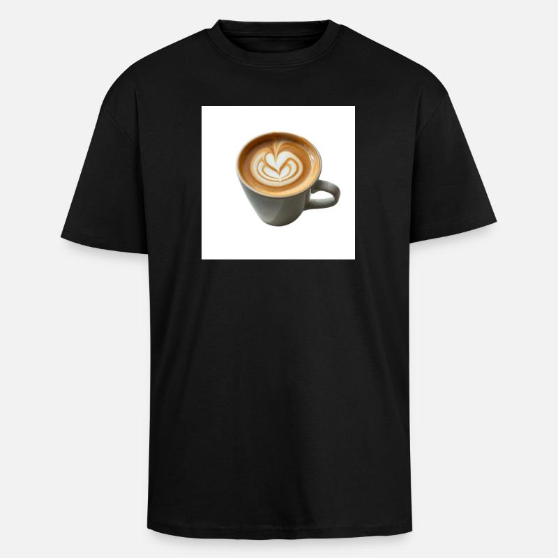 Latte Herzkunst Becherdesign - Oversized Heavyweight Unisex T-Shirt - Schwarz