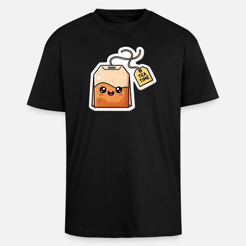 Kawaii Teebeutel Tea Time - Oversized Heavyweight Unisex T-Shirt - Schwarz