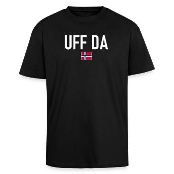 Love - Norway Flag - Norge - Norwegen - Oversized Heavyweight Unisex T-Shirt - Schwarz - Vorne - Alina (178cm) & Michal (187cm)