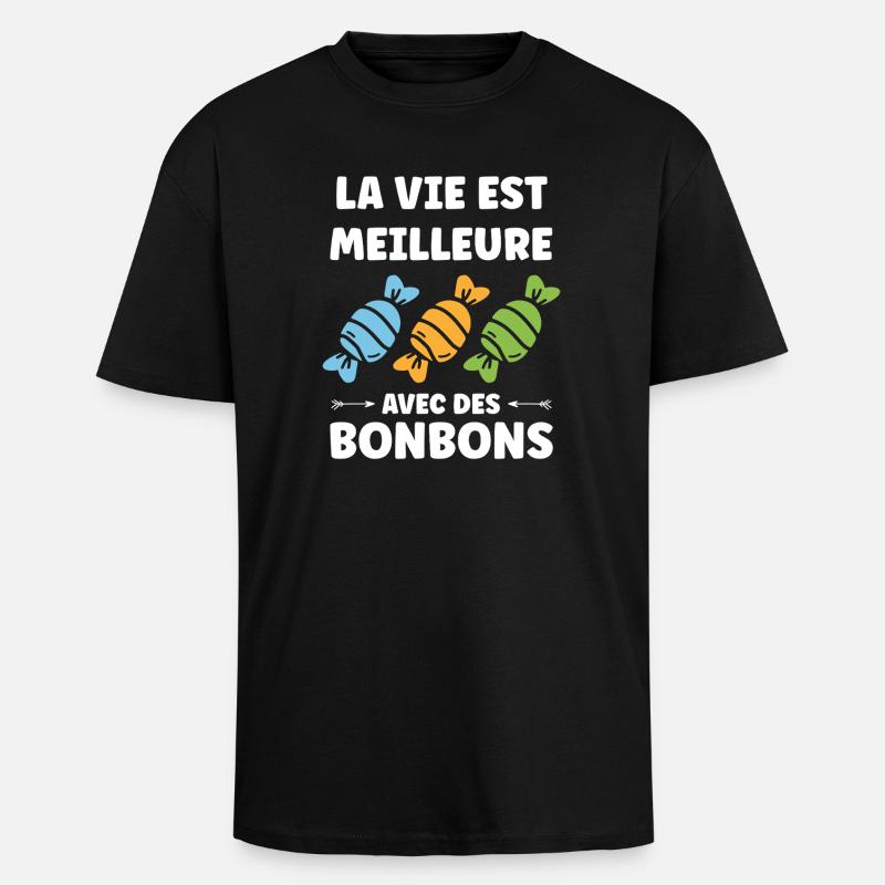Life is better with candy - Unisex Oversized Heavyweight T-shirt - black